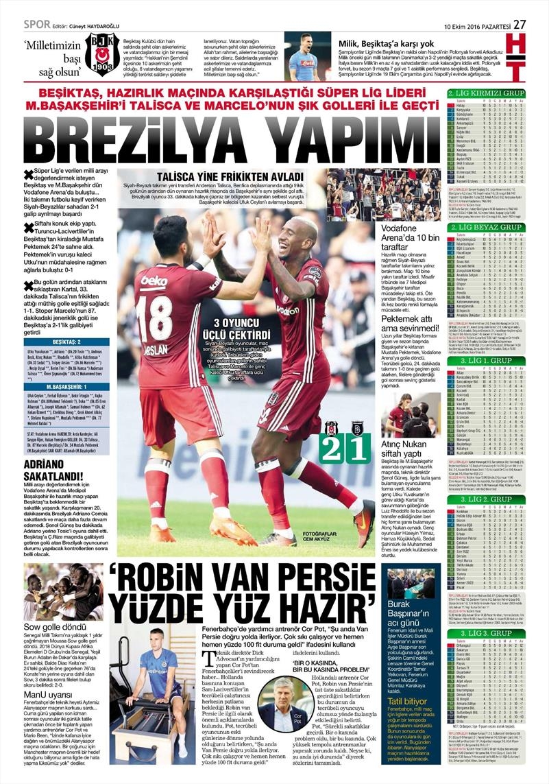 10 Ekim 2016 | Gazetelerin Beşiktaş Sayfaları - Görsel 8