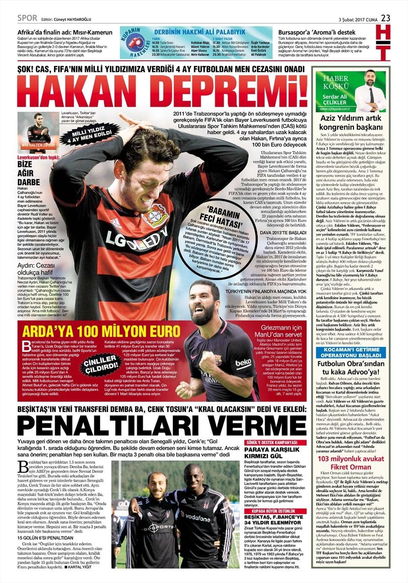03 Şubat 2017 | İşte gazetelerin Beşiktaş manşetleri - Görsel 4