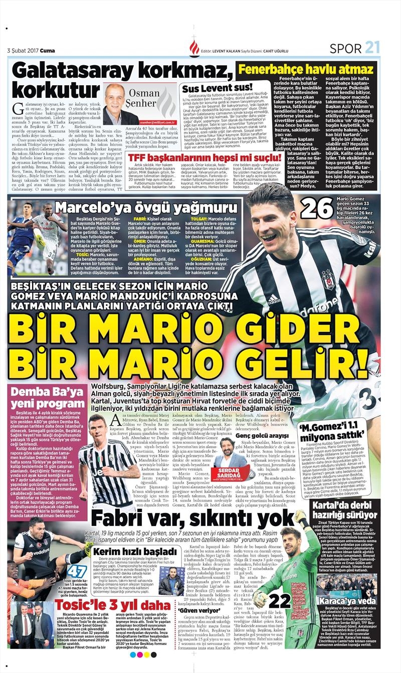 03 Şubat 2017 | İşte gazetelerin Beşiktaş manşetleri - Görsel 5