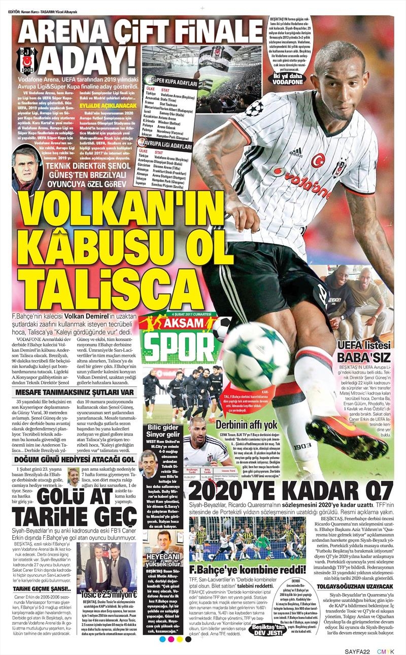 04 Şubat 2017 | İşte gazetelerin Beşiktaş manşetleri - Görsel 17