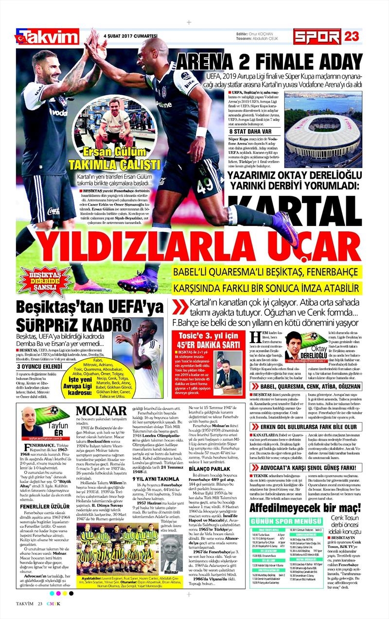 04 Şubat 2017 | İşte gazetelerin Beşiktaş manşetleri - Görsel 3