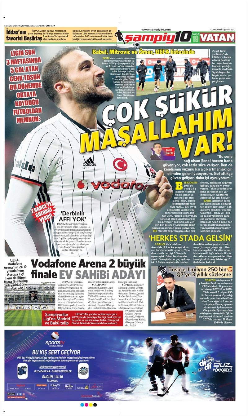 04 Şubat 2017 | İşte gazetelerin Beşiktaş manşetleri - Görsel 6