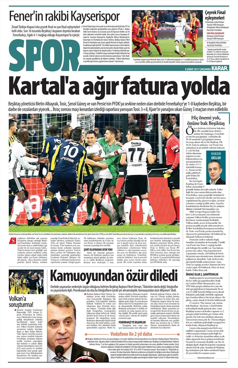 08 Şubat 2017 | İşte gazetelerin Beşiktaş manşetleri - Görsel 9