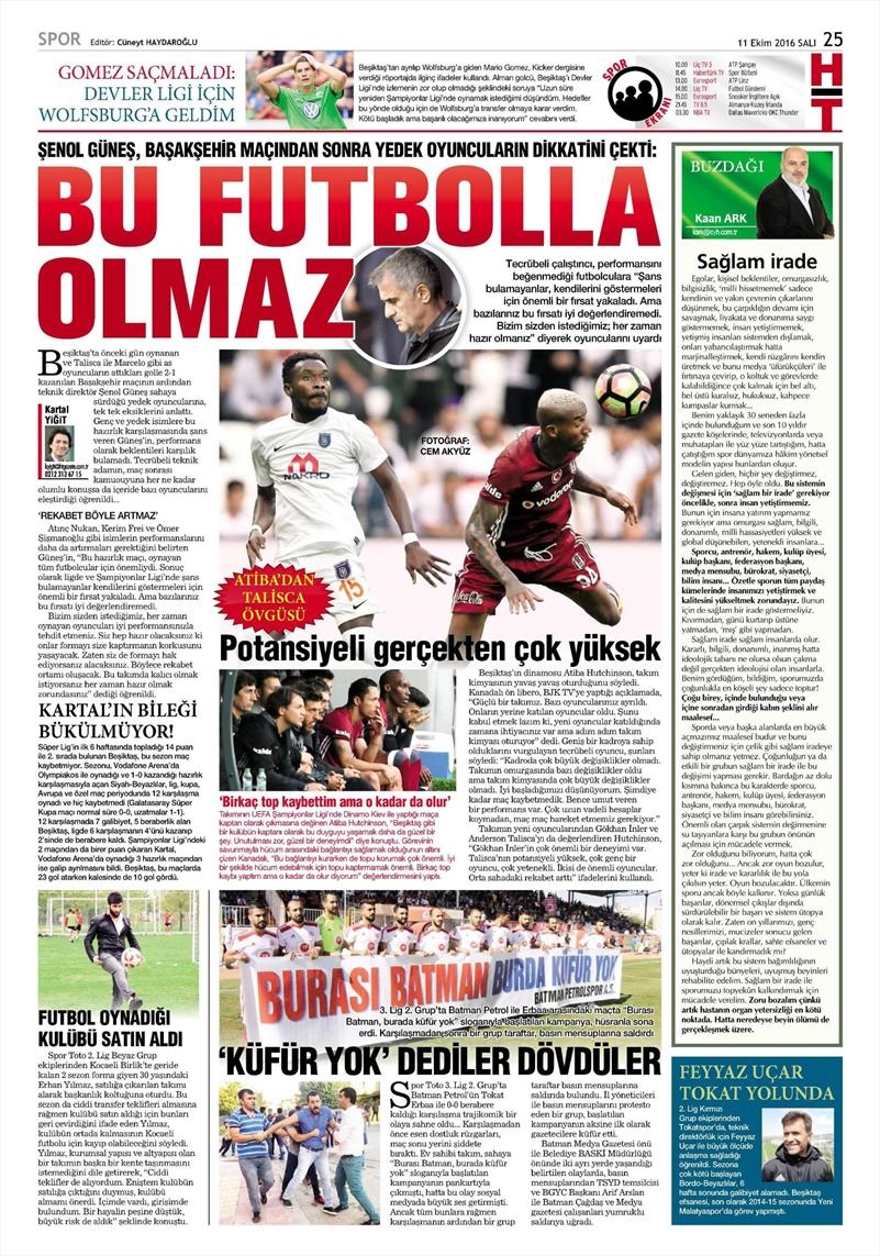 11 Ekim 2016 | Gazetelerin Beşiktaş manşetleri - Görsel 4