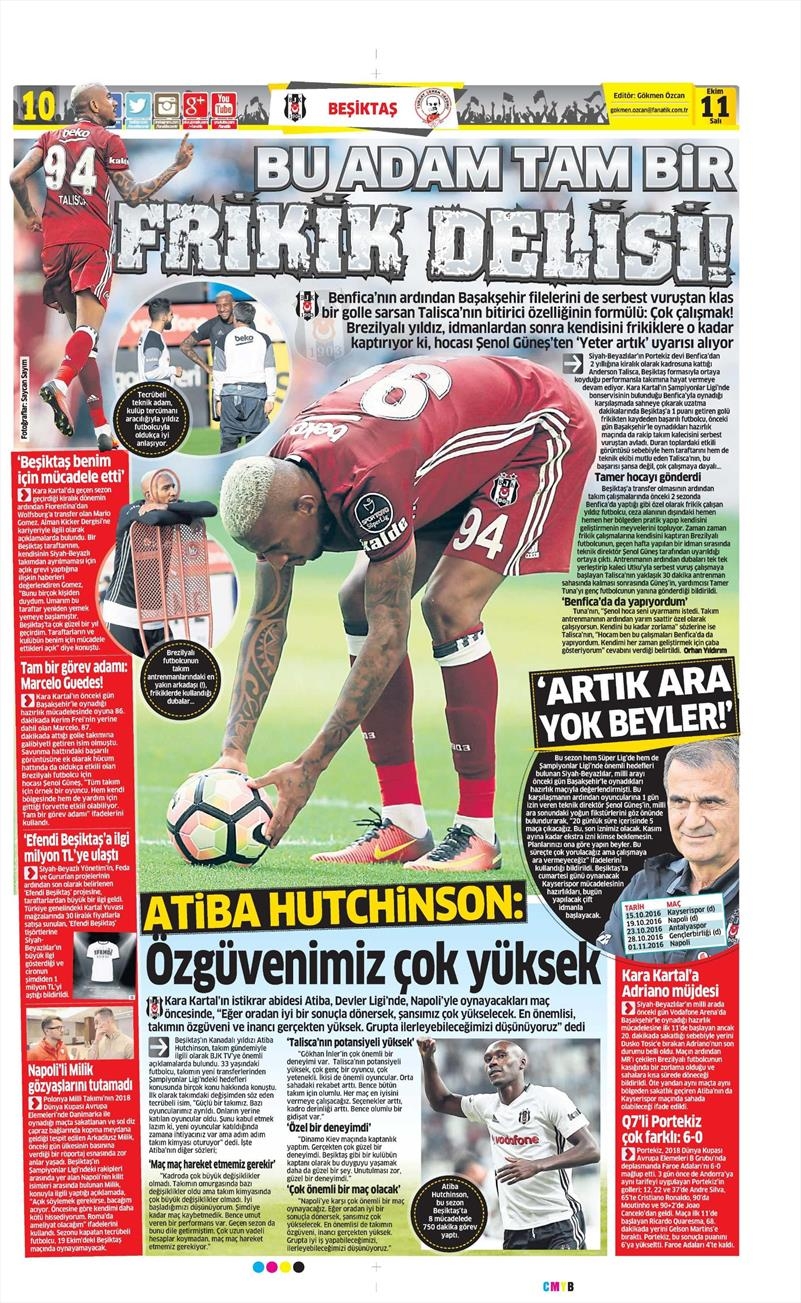 11 Ekim 2016 | Gazetelerin Beşiktaş manşetleri - Görsel 8