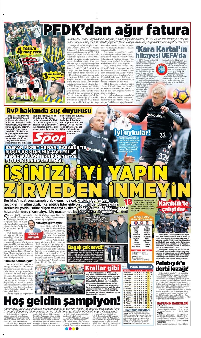 10 Şubat 2017 | İşte gazetelerin Beşiktaş manşetleri - Görsel 8