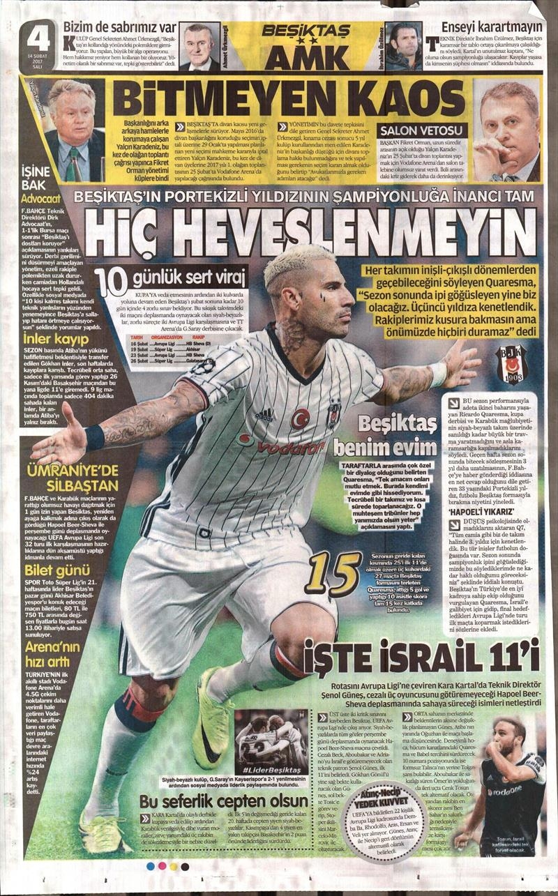 14 Şubat 2017 | İşte gazetelerin Beşiktaş manşetleri - Görsel 2