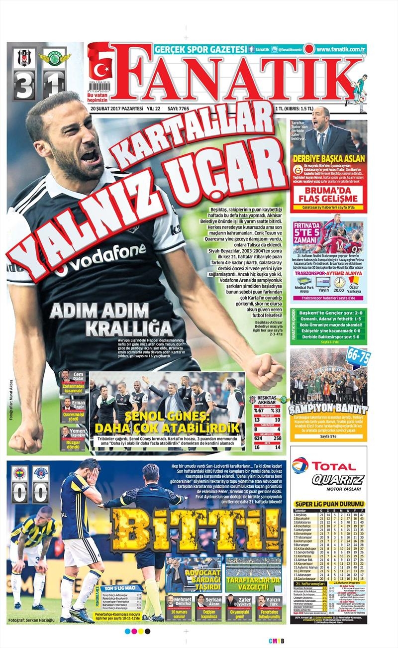 20 Şubat 2017 | İşte gazetelerin Beşiktaş manşetleri - Görsel 1