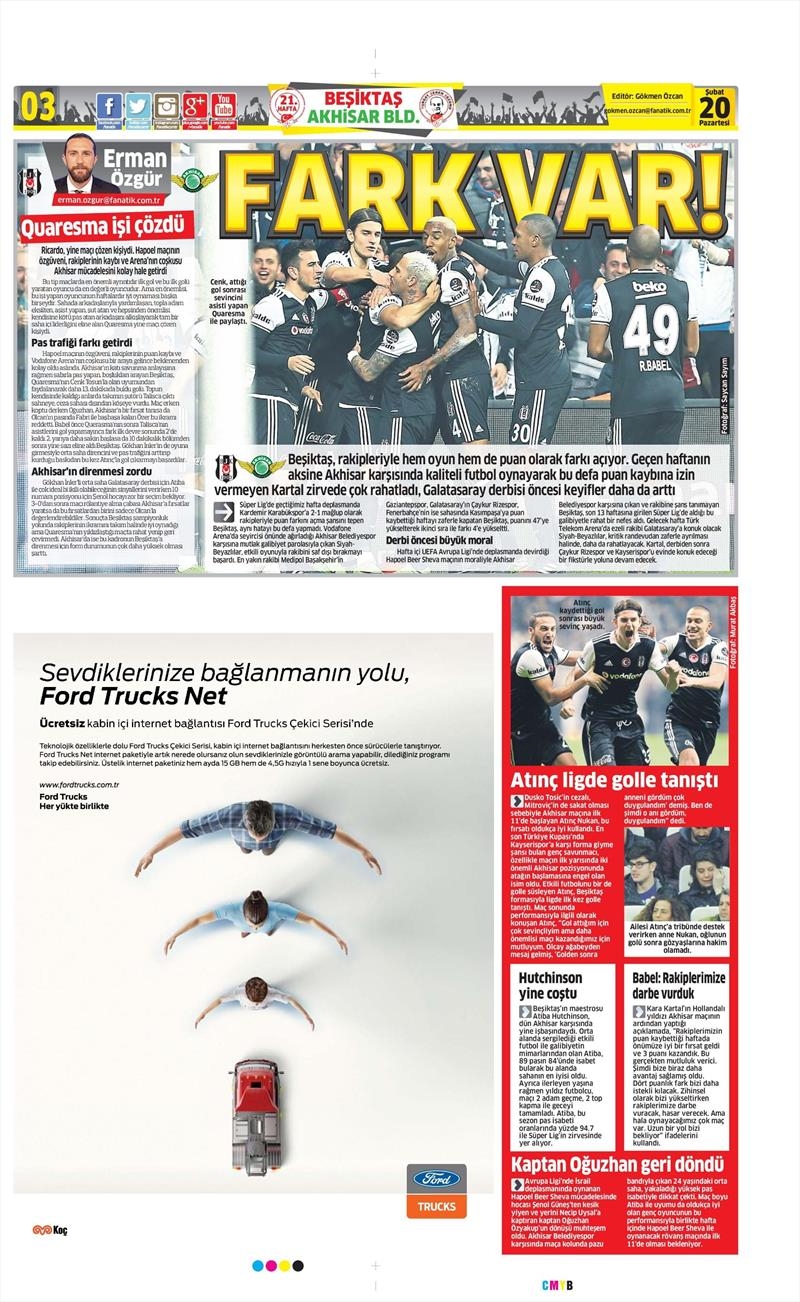 20 Şubat 2017 | İşte gazetelerin Beşiktaş manşetleri - Görsel 3