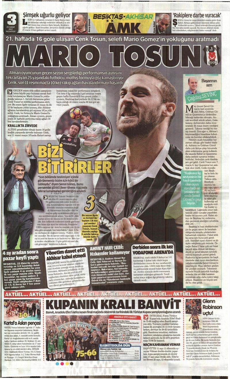 20 Şubat 2017 | İşte gazetelerin Beşiktaş manşetleri - Görsel 9
