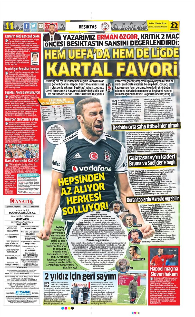 22 Şubat 2017 | İşte gazetelerin Beşiktaş manşetleri - Görsel 11