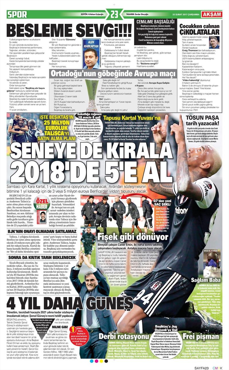 22 Şubat 2017 | İşte gazetelerin Beşiktaş manşetleri - Görsel 9