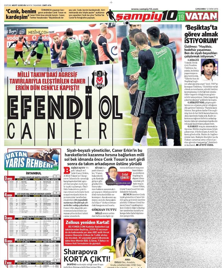 12 Ekim 2016 | Gazetelerin Beşiktaş manşetleri - Görsel 1