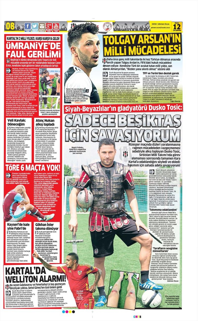 12 Ekim 2016 | Gazetelerin Beşiktaş manşetleri - Görsel 9