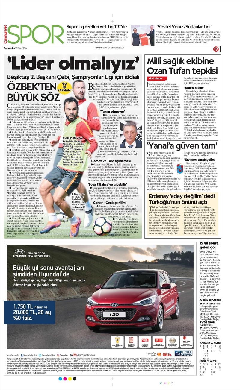 13 Ekim 2016 | Gazetelerin Beşiktaş manşetleri - Görsel 1