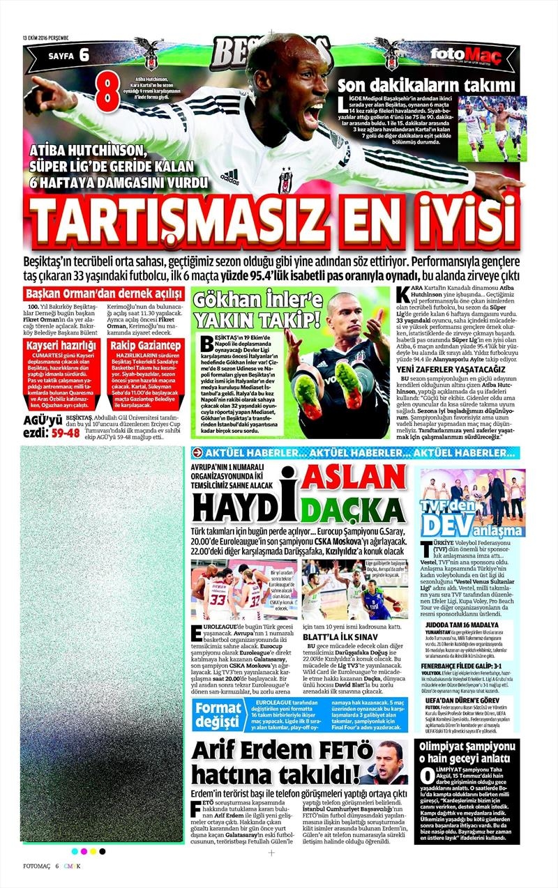 13 Ekim 2016 | Gazetelerin Beşiktaş manşetleri - Görsel 11