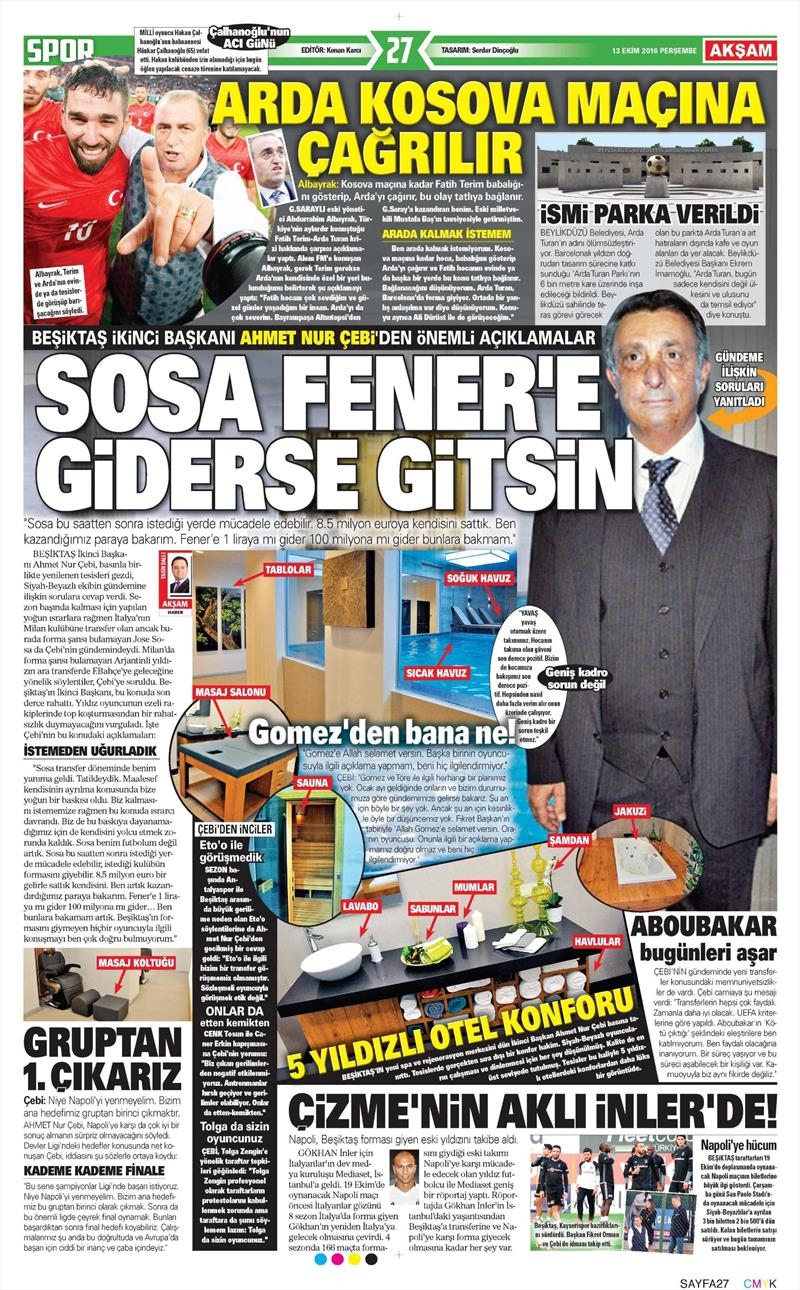 13 Ekim 2016 | Gazetelerin Beşiktaş manşetleri - Görsel 13