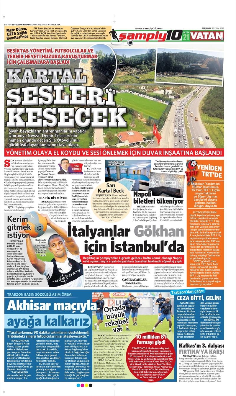 13 Ekim 2016 | Gazetelerin Beşiktaş manşetleri - Görsel 2