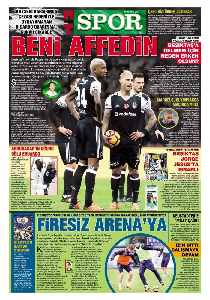 14 Mart 2017 | İşte gazetelerin Beşiktaş manşetleri - Görsel 1