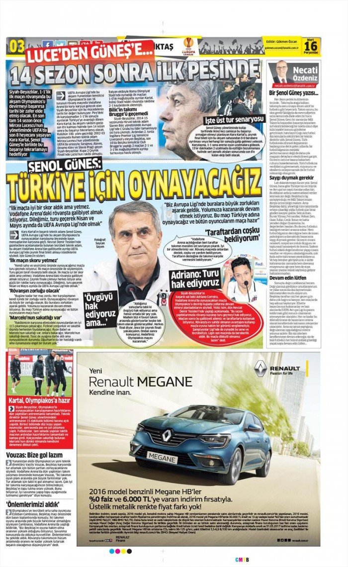 16 Mart 2017 | İşte gazetelerin Beşiktaş manşetleri - Görsel 3