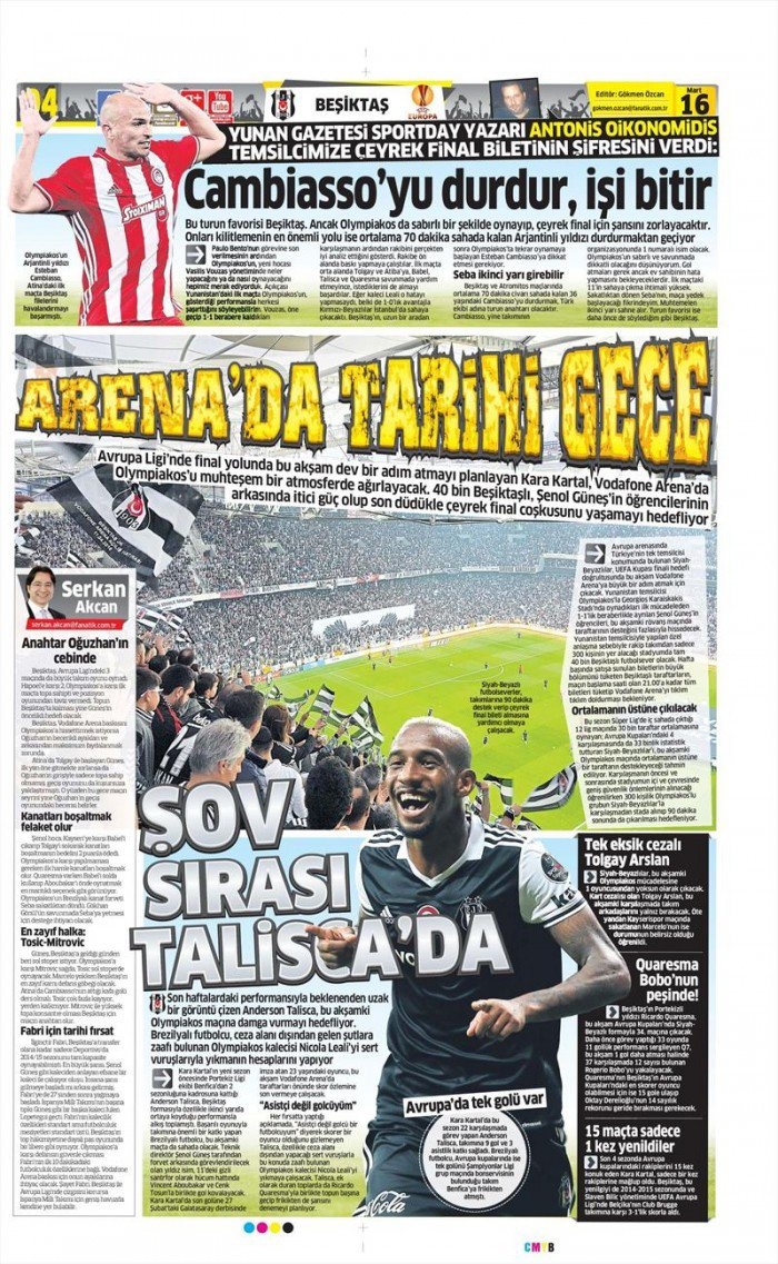 16 Mart 2017 | İşte gazetelerin Beşiktaş manşetleri - Görsel 4