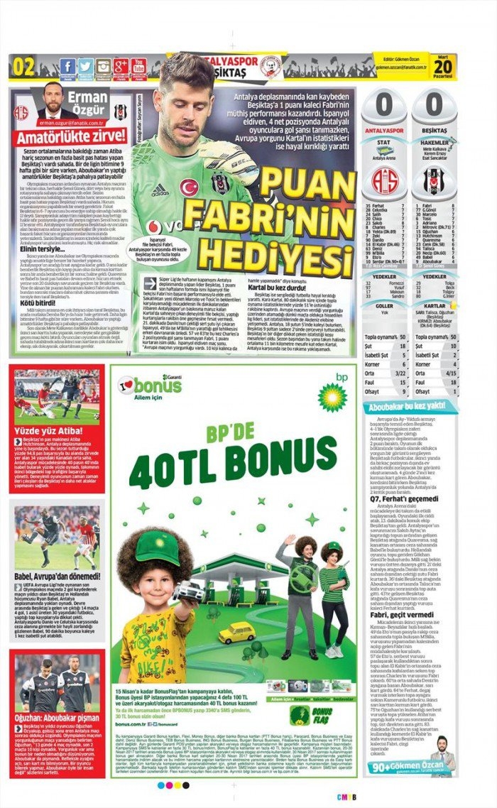 20 Mart 2017 | İşte gazetelerin Beşiktaş manşetleri - Görsel 2