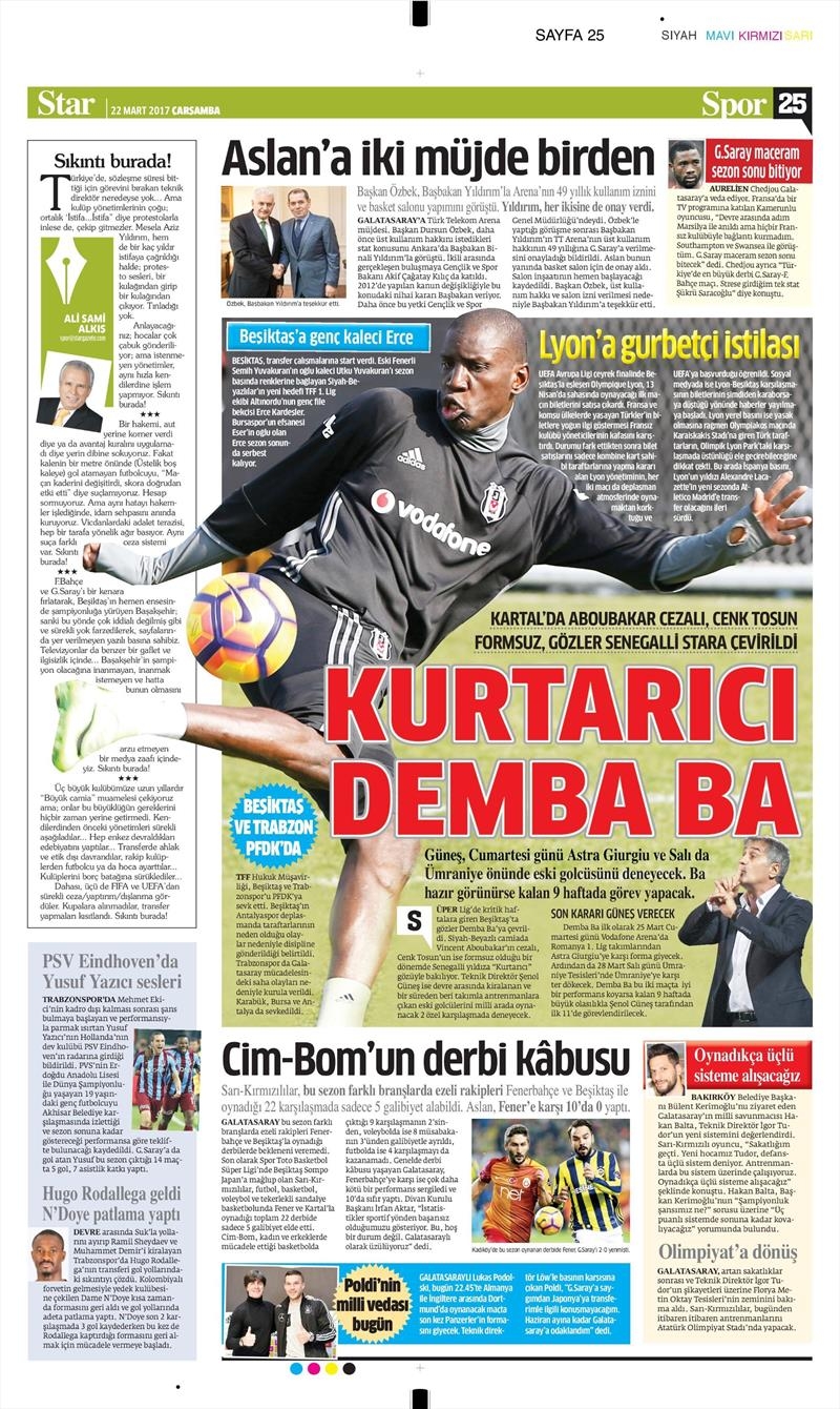 22 Mart 2017 | İşte gazetelerin Beşiktaş manşetleri - Görsel 2