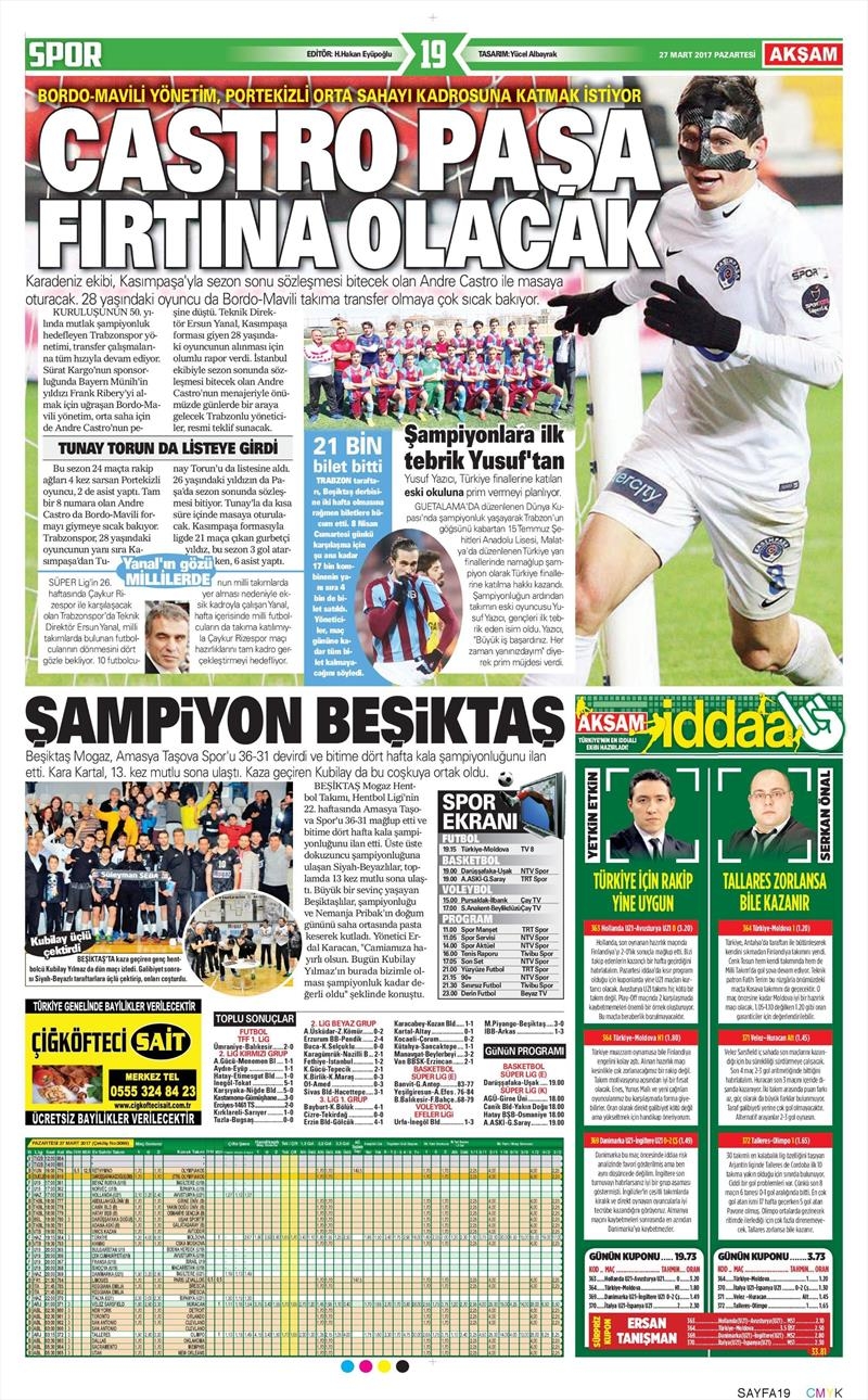 27 Mart 2017 | İşte gazetelerin Beşiktaş manşetleri - Görsel 1