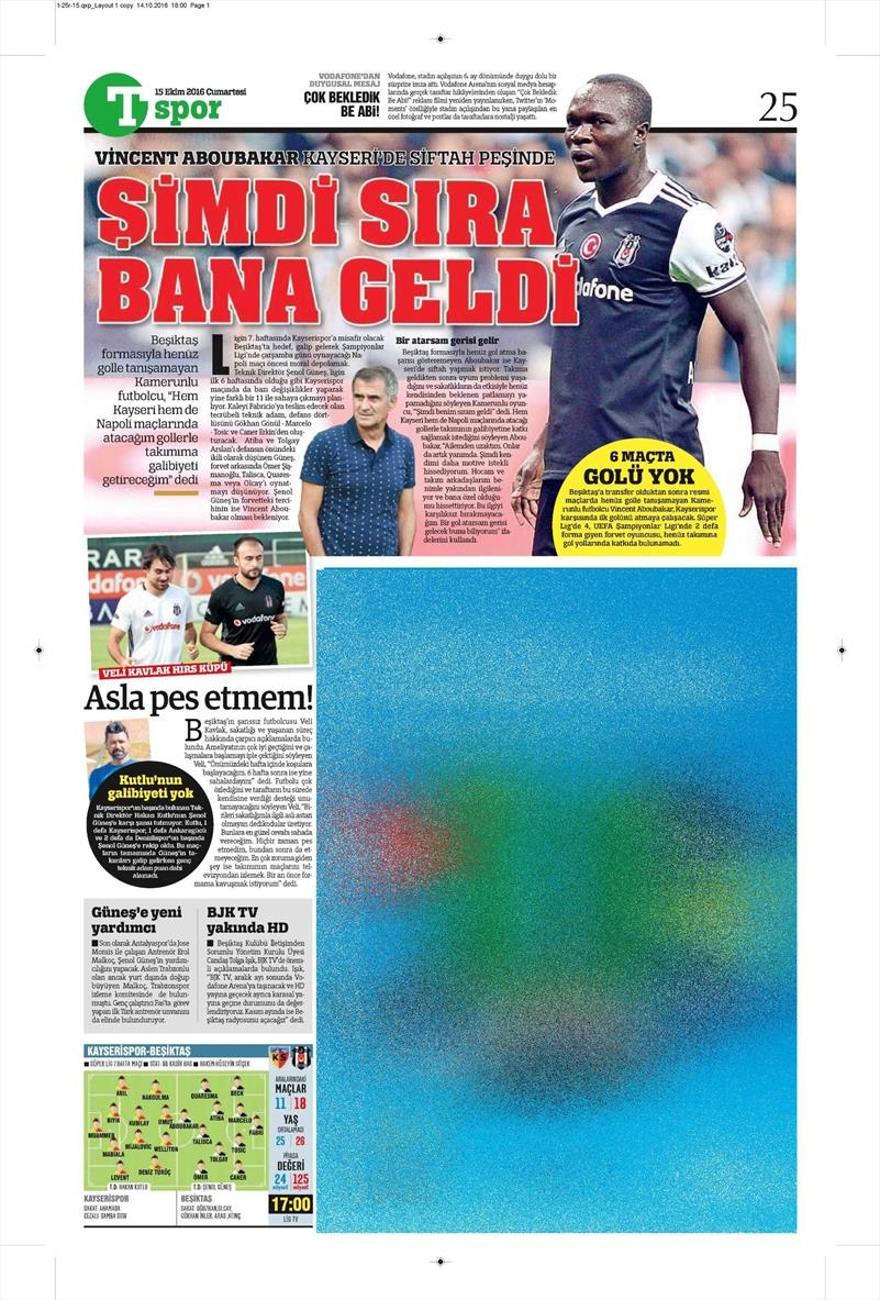 15 Ekim 2016 | Gazetelerin Beşiktaş manşetleri - Görsel 2