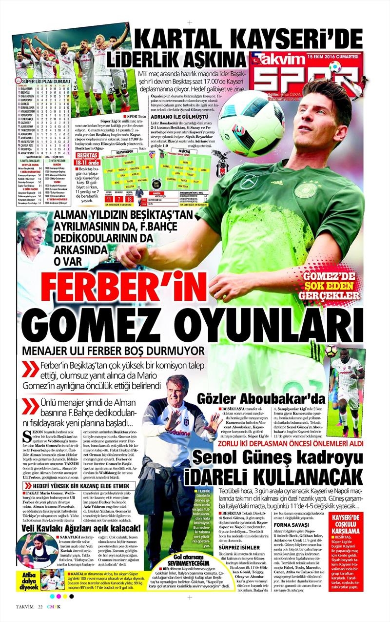 15 Ekim 2016 | Gazetelerin Beşiktaş manşetleri - Görsel 3
