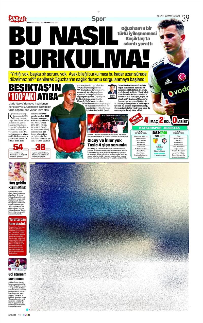 15 Ekim 2016 | Gazetelerin Beşiktaş manşetleri - Görsel 4