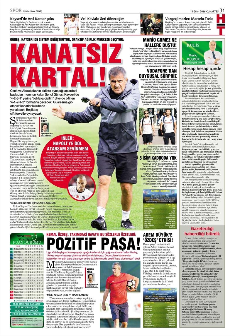 15 Ekim 2016 | Gazetelerin Beşiktaş manşetleri - Görsel 7