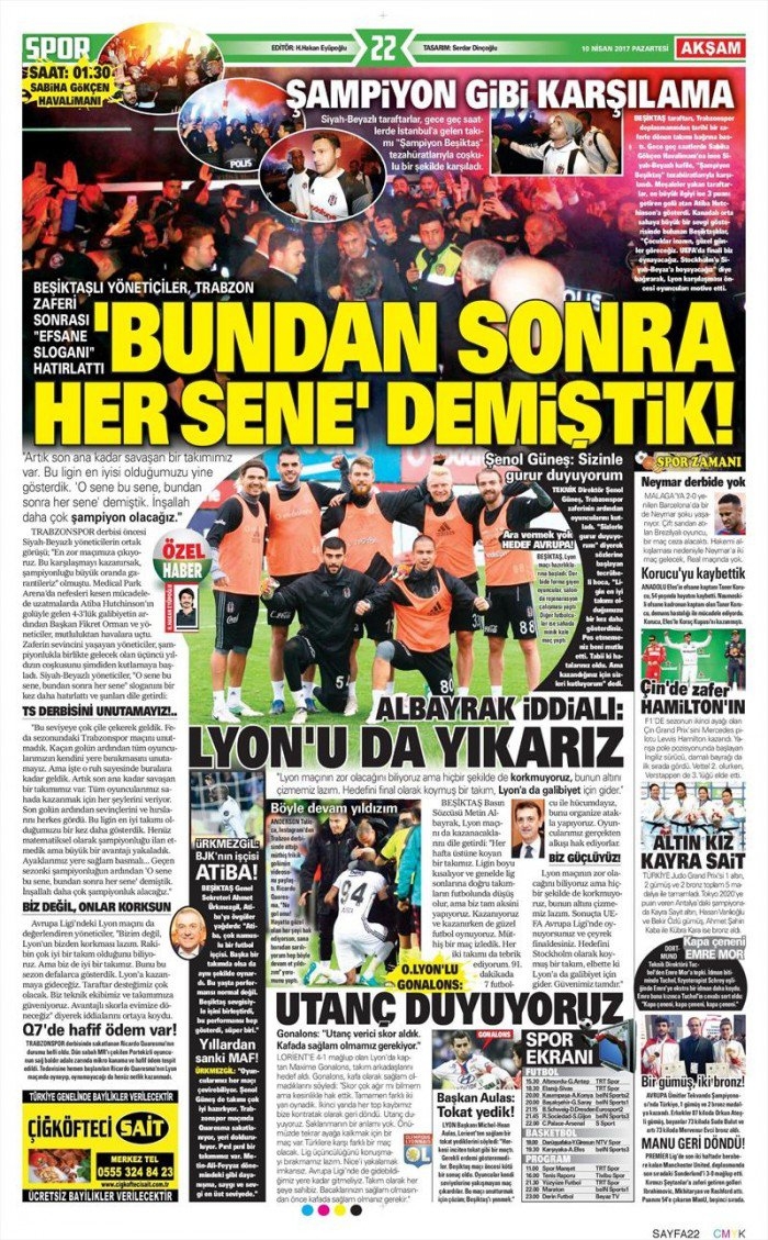 10 Nisan 2017 | İşte gazetelerin Beşiktaş manşetleri - Görsel 1