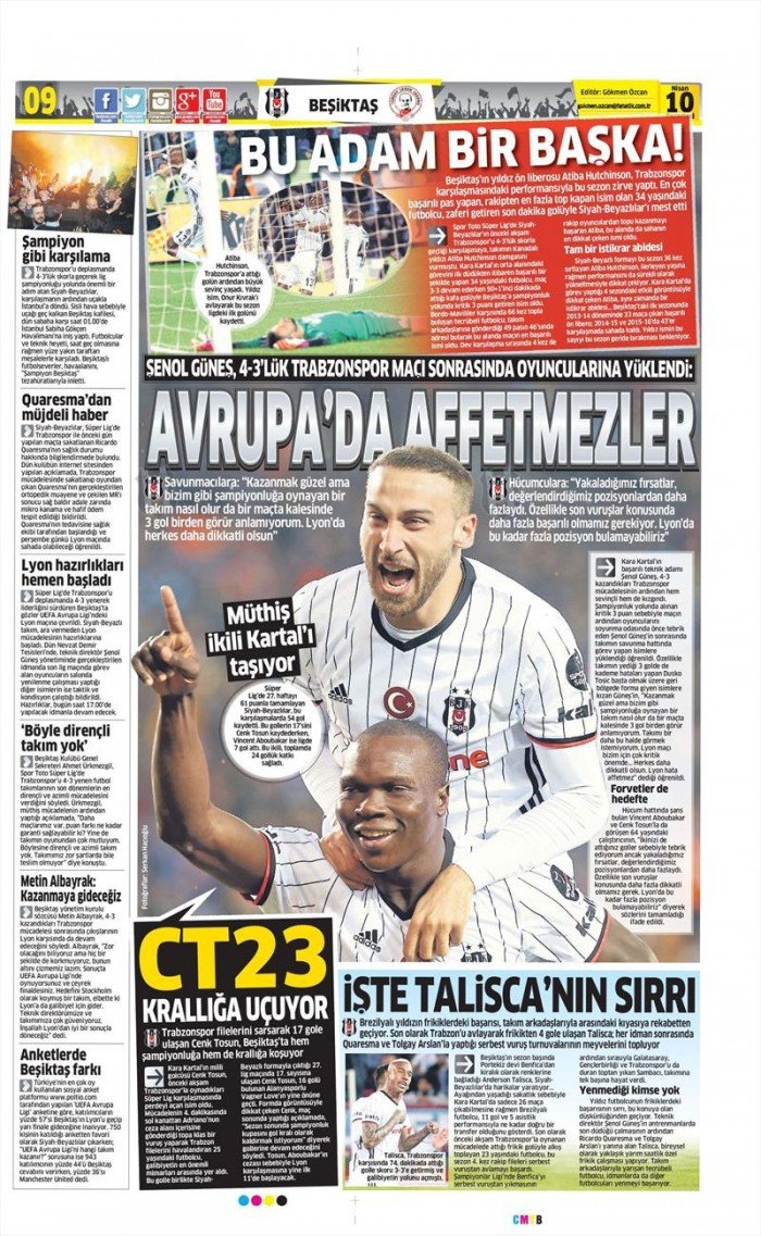 10 Nisan 2017 | İşte gazetelerin Beşiktaş manşetleri - Görsel 2