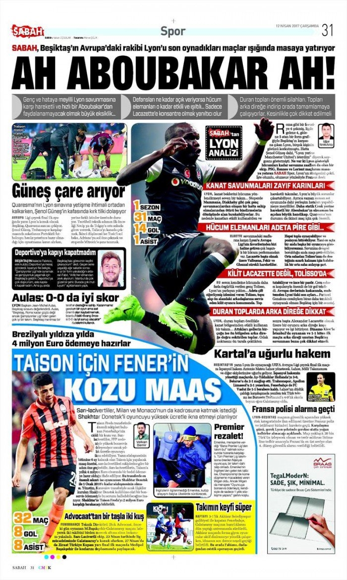 12 Nisan 2017 | İşte gazetelerin Beşiktaş manşetleri - Görsel 8