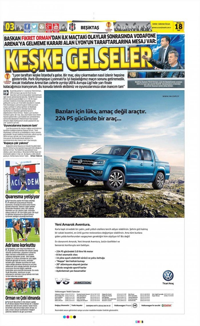 18 Nisan 2017 | İşte gazetelerin Beşiktaş manşetleri - Görsel 3