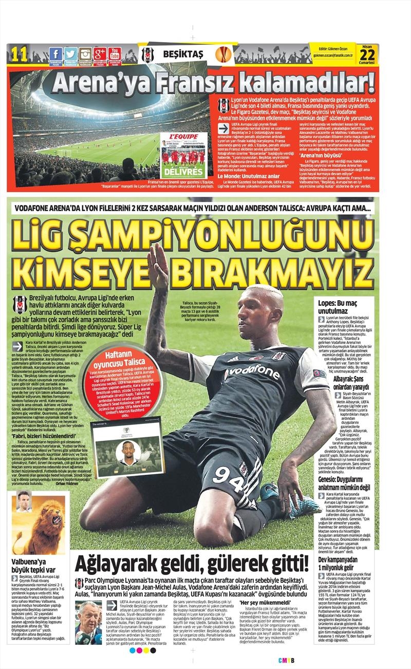 22 Nisan 2017 | İşte gazetelerin Beşiktaş manşetleri - Görsel 9