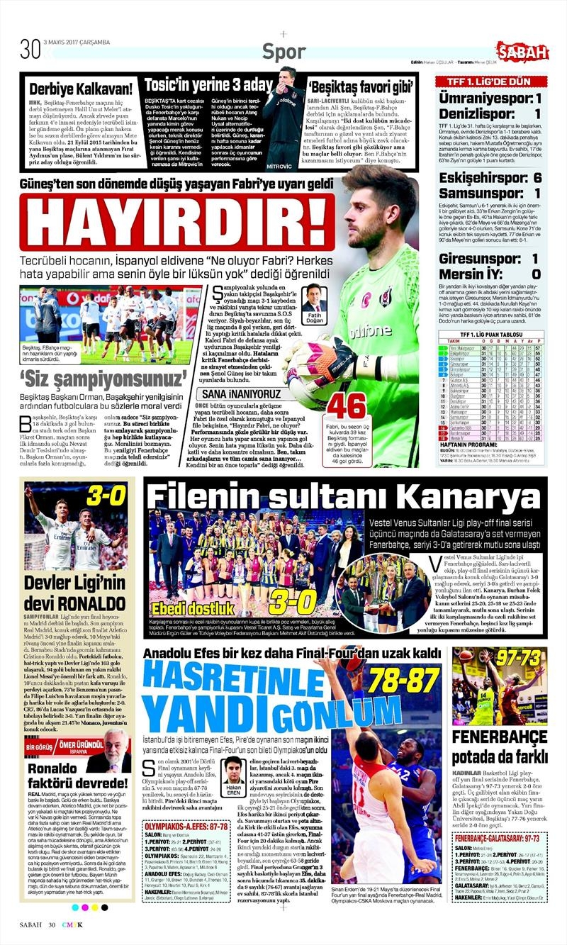3 Mayıs 2017 | İşte gazetelerin Beşiktaş manşetleri - Görsel 11