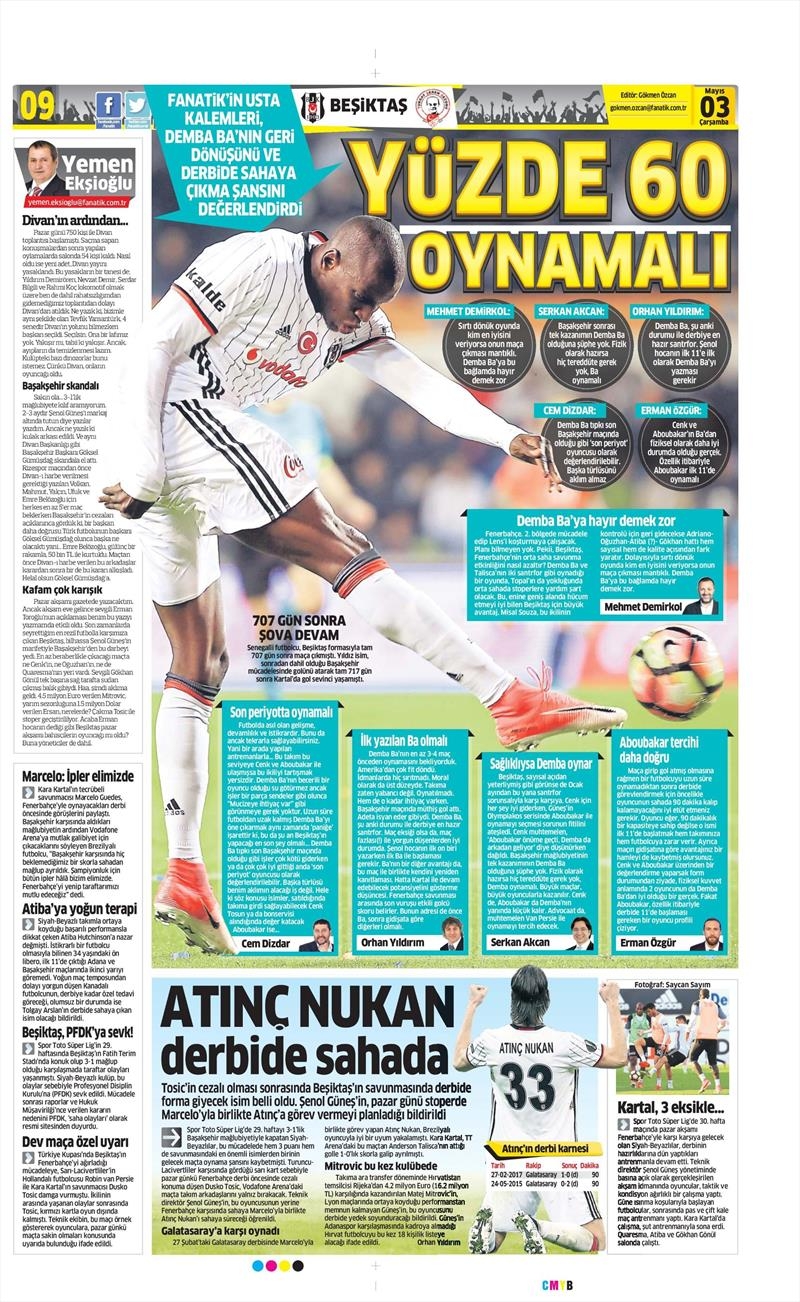 3 Mayıs 2017 | İşte gazetelerin Beşiktaş manşetleri - Görsel 2