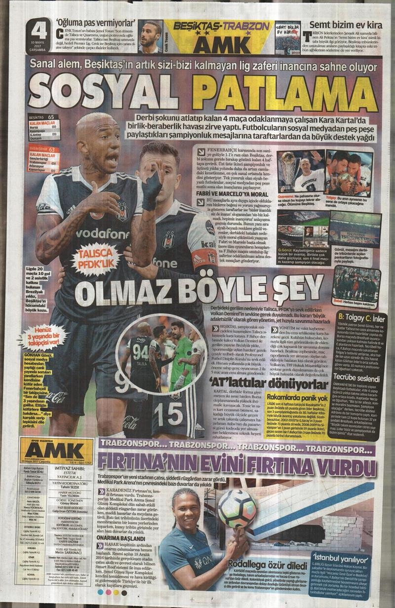10 Mayıs 2017 | İşte gazetelerin Beşiktaş manşetleri - Görsel 1