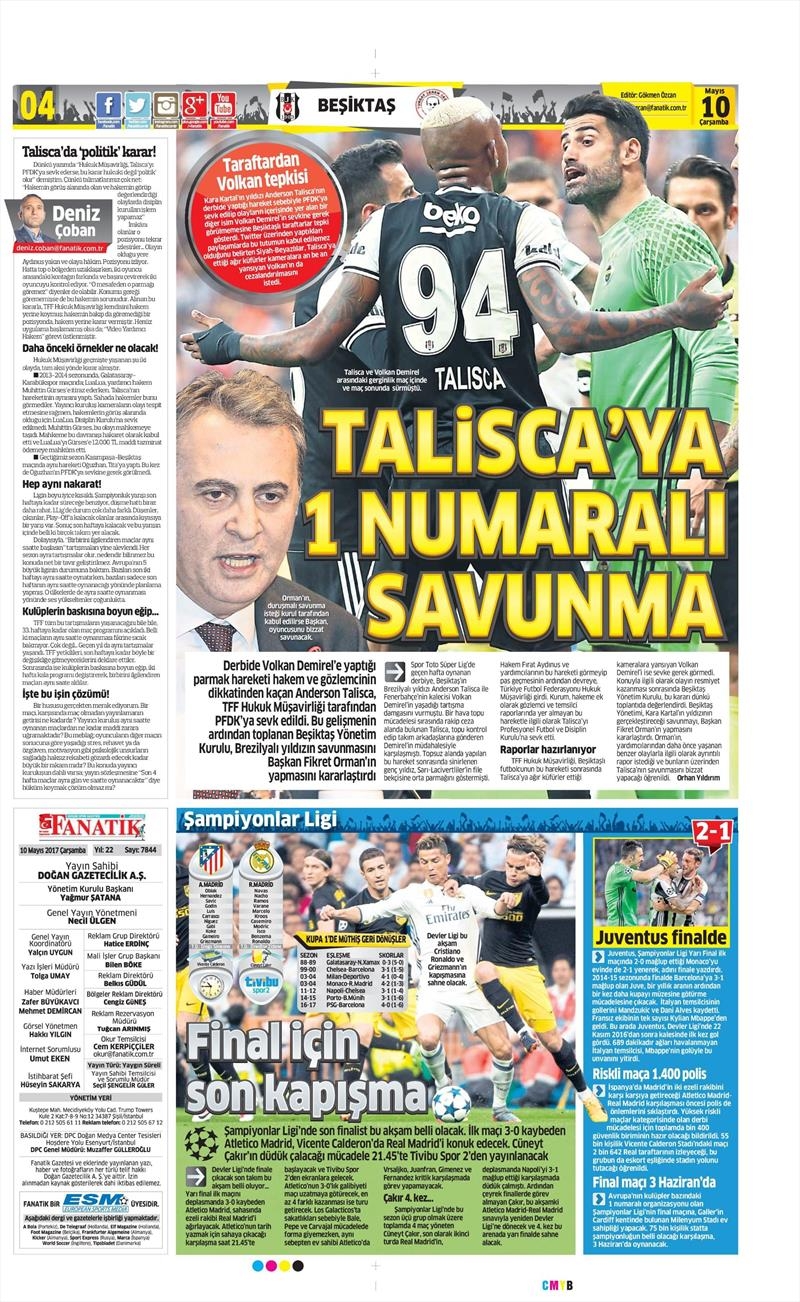 10 Mayıs 2017 | İşte gazetelerin Beşiktaş manşetleri - Görsel 2