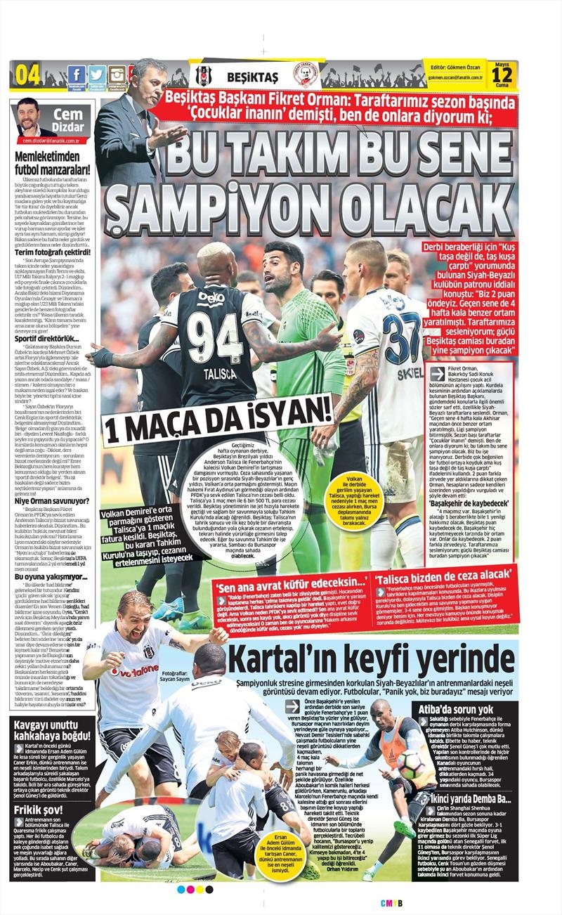 12 Mayıs 2017 | İşte gazetelerin Beşiktaş manşetleri - Görsel 2