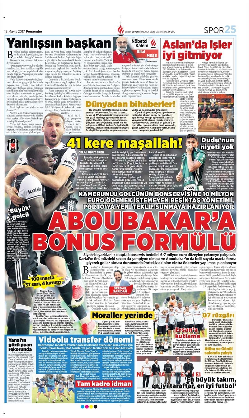 18 Mayıs 2017 | İşte gazetelerin Beşiktaş manşetleri - Görsel 9