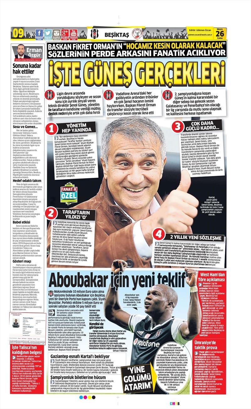 26 Mayıs 2017 | İşte Gazetelerin Beşiktaş Manşetleri - Görsel 9