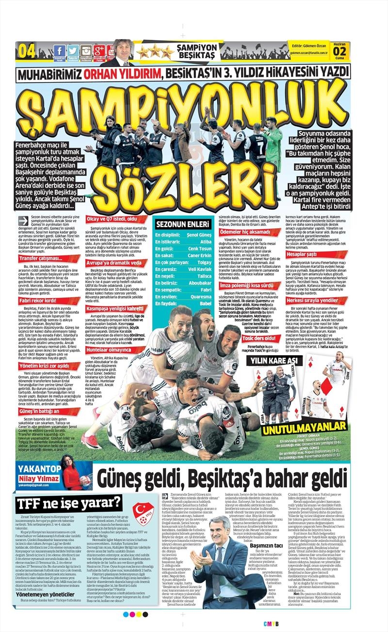 02 Haziran 2017 | İşte Gazetelerin Beşiktaş Manşetleri - Görsel 5