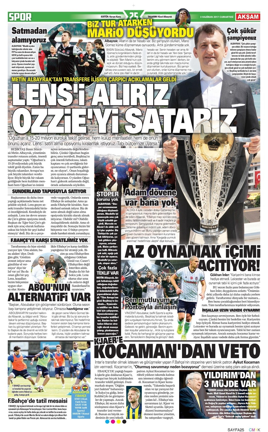 03 Haziran 2017 | İşte Gazetelerin Beşiktaş Manşetleri - Görsel 3