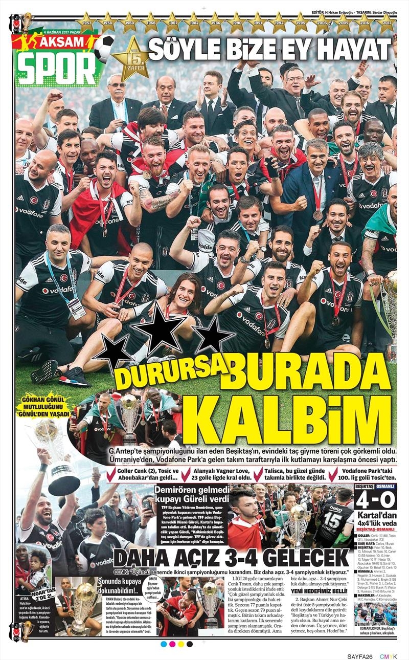 04 Haziran 2017 | Şampiyonun Gazete Manşetleri - Görsel 1