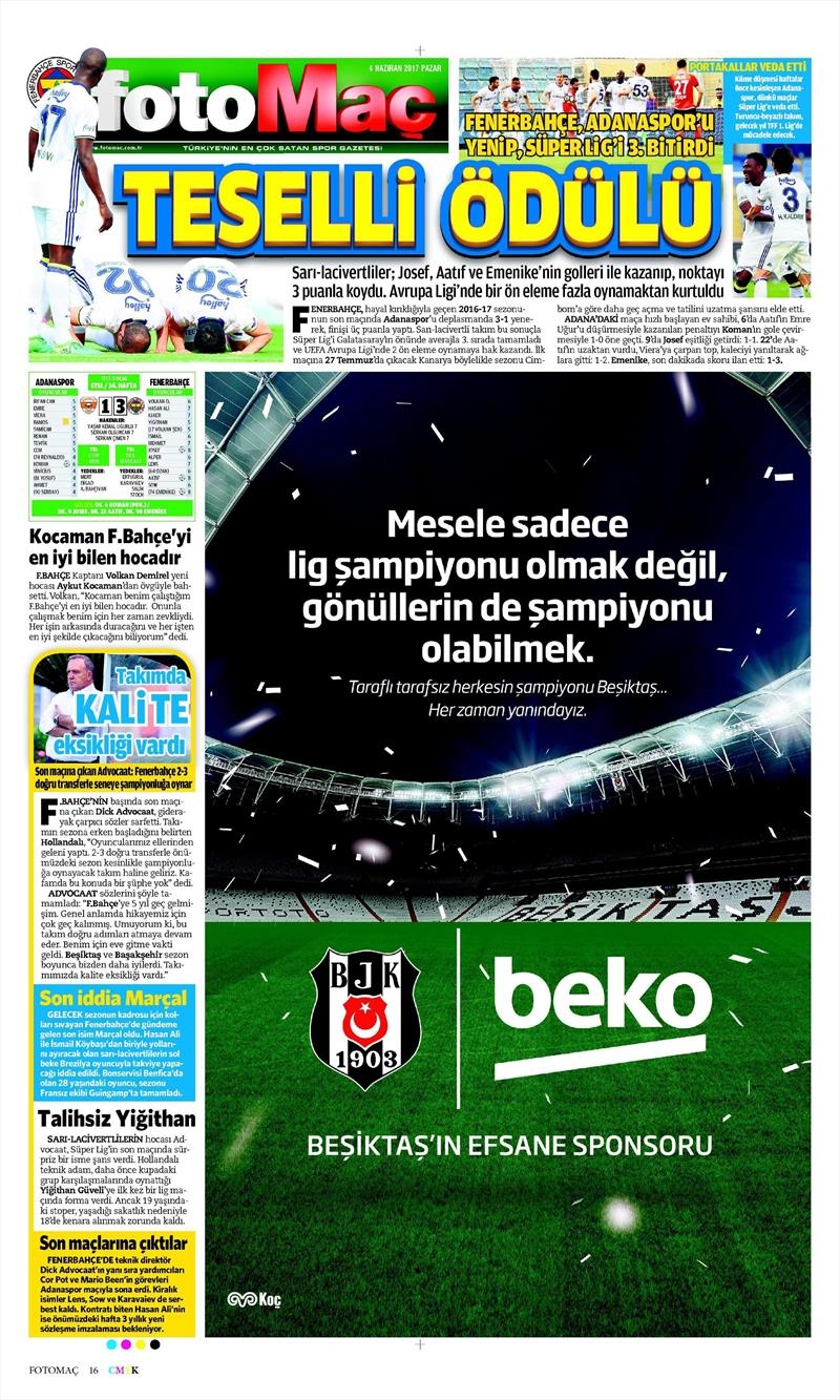 04 Haziran 2017 | Şampiyonun Gazete Manşetleri - Görsel 21