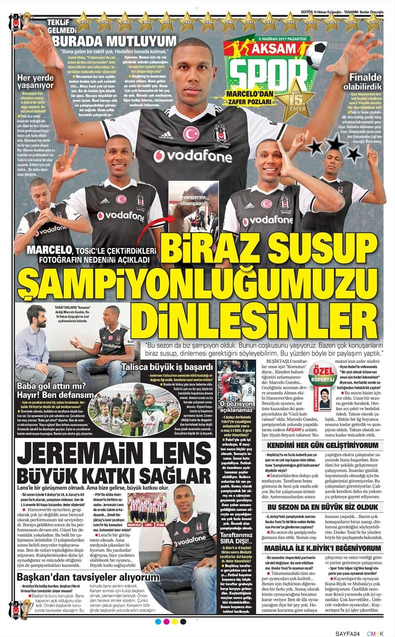 05 Haziran 2017 | İşte Gazetelerin Beşiktaş Manşetleri - Görsel 1