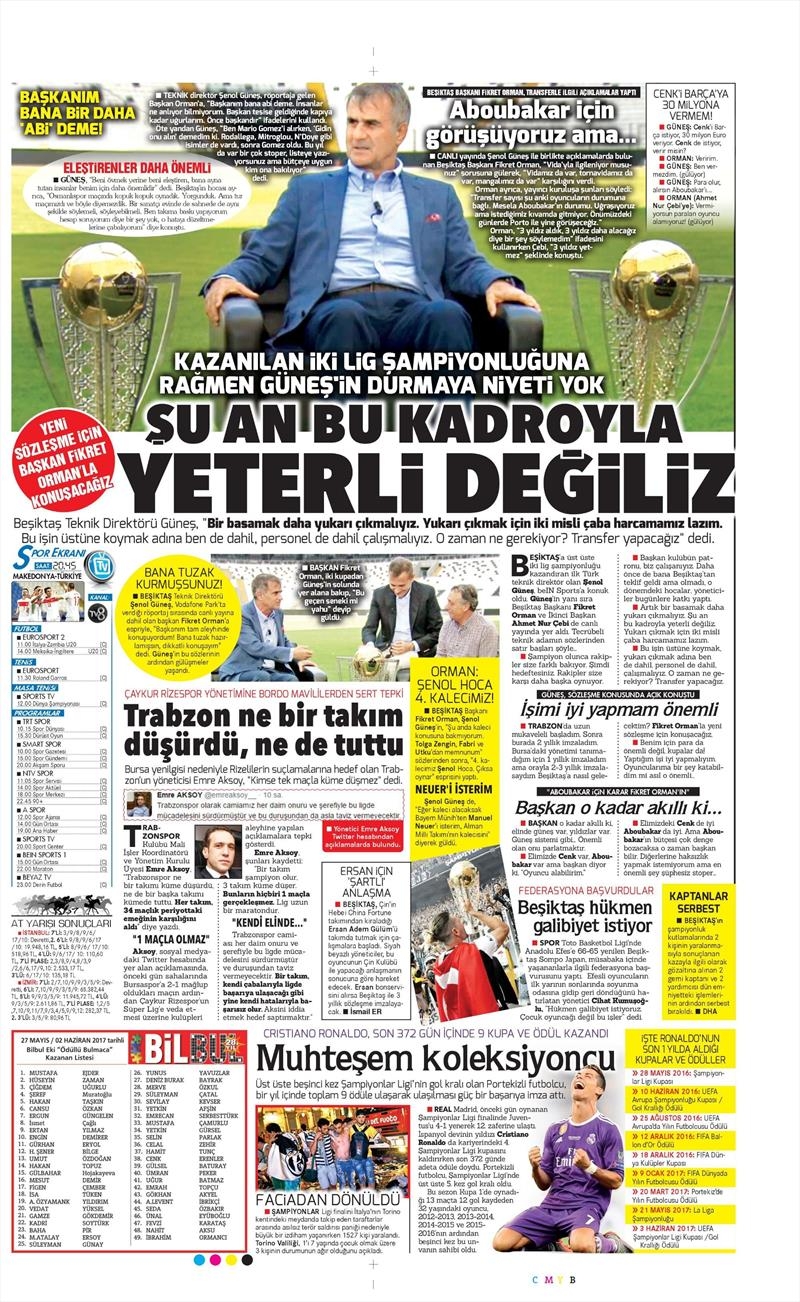 05 Haziran 2017 | İşte Gazetelerin Beşiktaş Manşetleri - Görsel 10